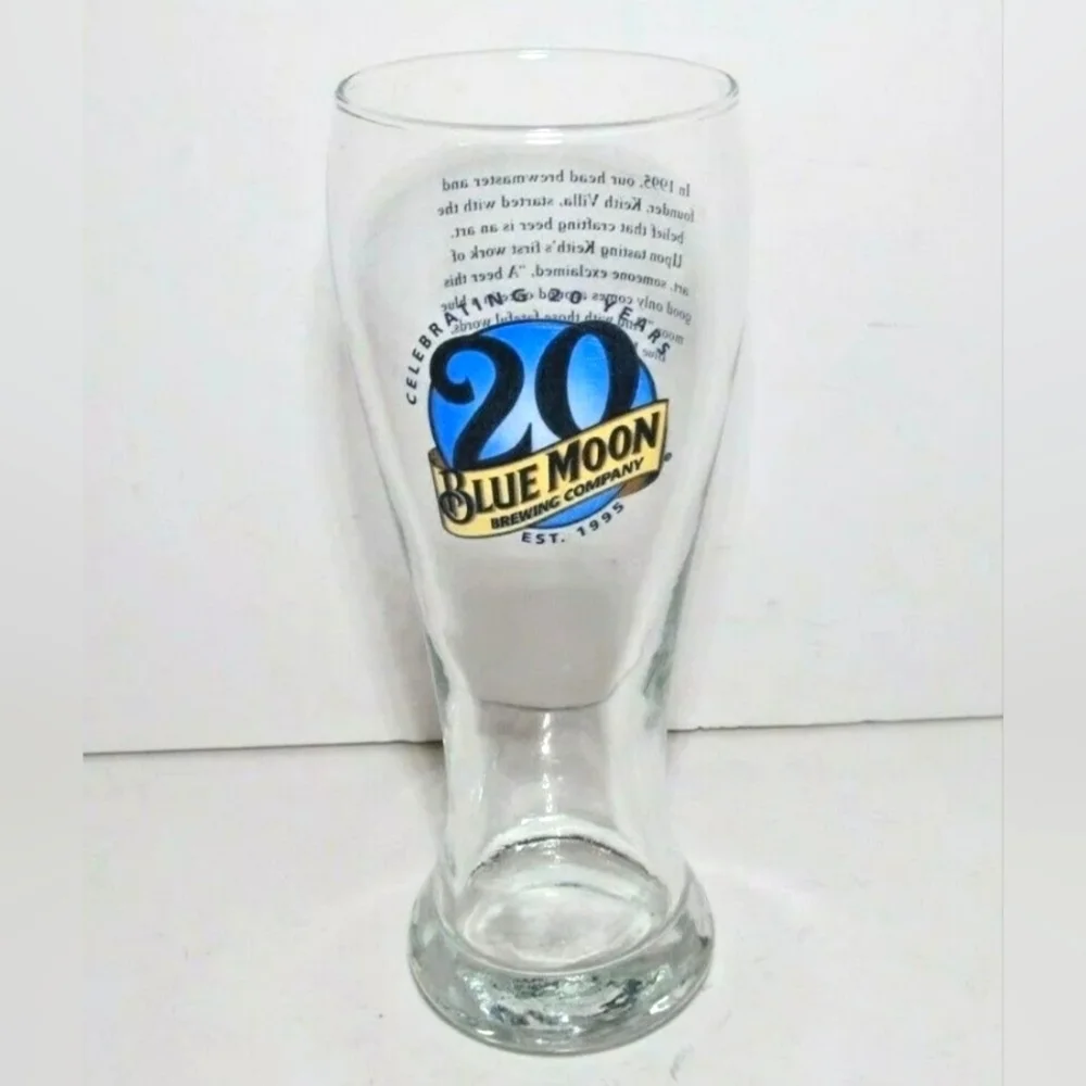 NWT | Blue Moon | 20 Years Anniversary Brewing Company Pint Beer Glass Souvenir